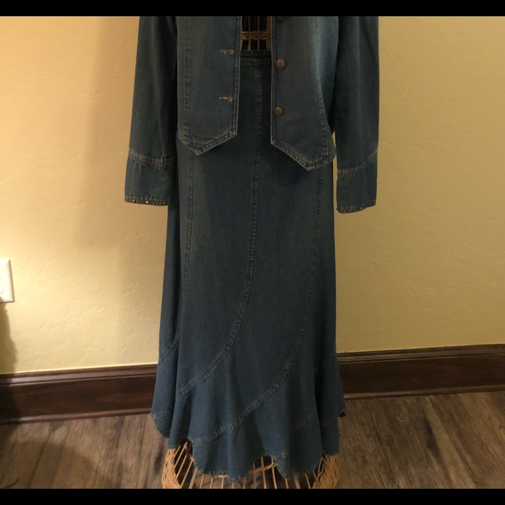 Denim skirt and jacket